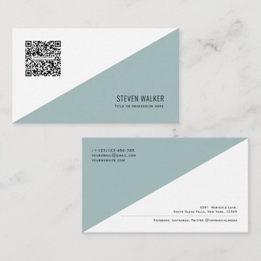 QRコードミニマモダンリストクリーンプロフェッショナルバス 名刺 (正面/裏面)