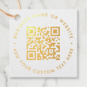 QRコードミニマリストのクリーンシンプルホワイトと金ゴールド フェイバータグ (正面)