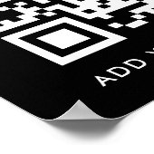 QRコードミニマリストクリーンシンプルブラックカスタム文字 ポスター (角)