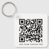 QRコードミニマリストクリーンシンプル白カスタム文字 キーホルダー (正面)