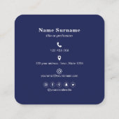QRコードミニマリストソーシャルメディアシンプルネイビーブルー スクエア名刺 (裏面)