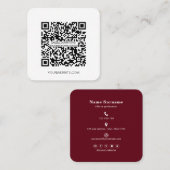 QRコードミニマリストソーシャルメディアシンプルBurgundy スクエア名刺 (正面/裏面)