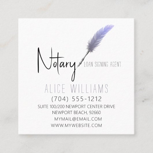 QRコードミニマリストパープル&ホワイト公証人写真 スクエア名刺 (正面)