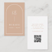 QRコードミニマリストピンク赤面アーチボーティシャン 名刺 (正面/裏面)