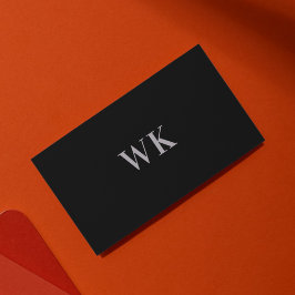 QRコードミニマリストモノグラムブラックシルバーグレー 名刺