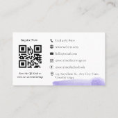 QRコードミニマリスト水彩Lilaz名刺 名刺 (裏面)