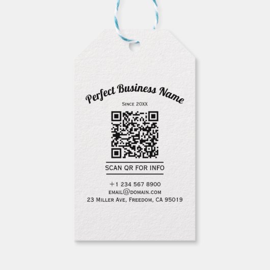 QRコードミニマリスト白黒シンプル澄ん ギフトタグ (裏面)
