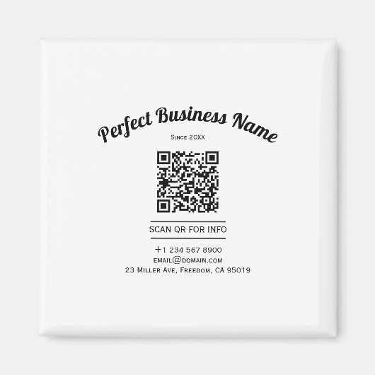 QRコードミニマリスト白黒シンプル澄ん マグネット (正面)