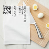 QRコードミニマリスト白黒シンプル キッチンタオル (四つ折り)