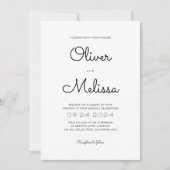 QRコードミニマルなシックなスクリプト結婚すべて 招待状 (正面)