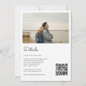 QRコードミニマルなシックなスクリプト結婚すべて 招待状 (裏面)