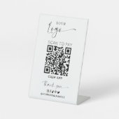 QRコードミニマルを支払うために白黒ロゴスキャン 台座サイン (正面)