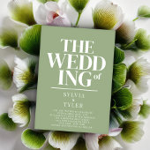 QRコードミニマルタイポグラフィセージ結婚 招待状