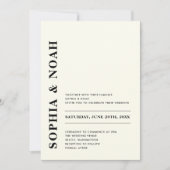 QRコードミニマルモダンアイボリー結婚 招待状 (正面)