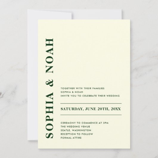 QRコードミニマルモダンアイボリー結婚 招待状 (正面)