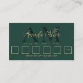 QRコードミニマルモダンリストモノグラムエメラルドグリーン ロイヤリティカード (正面)