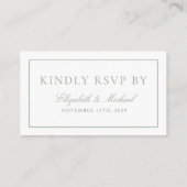 QRコードミニマルモダンリストモノグラムセージグリーンRSVP エンクロージャーカード (裏面)