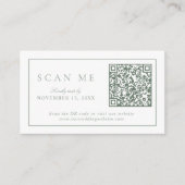 QRコードミニマルモダンリストモノグラムセージグリーンRSVP エンクロージャーカード (正面)