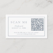 QRコードミニマルモダンリストモノグラムダスティブルーRSVP エンクロージャーカード (正面)
