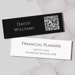 QRコードミニマルモダンリスト白黒 スキニー名刺
