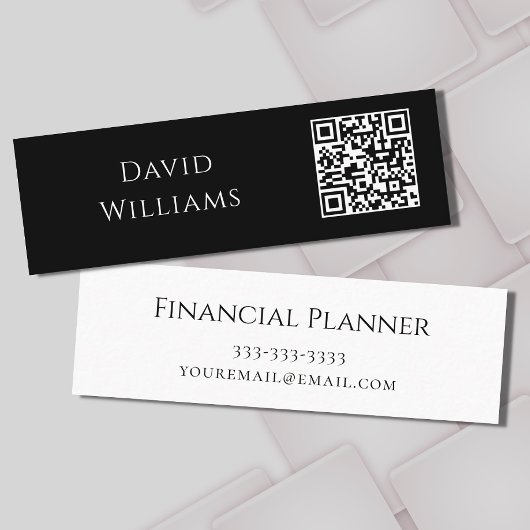 QRコードミニマルモダンリスト白黒 スキニー名刺