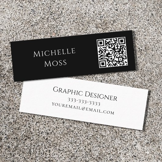 QRコードミニマルモダンリスト白黒 スキニー名刺