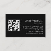 QRコードミニマルモダンリスト白黒 名刺 (正面)