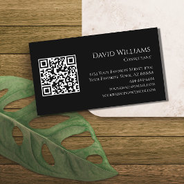 QRコードミニマルモダンリスト白黒 名刺
