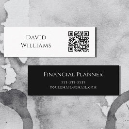 QRコードミニマル白黒 モダン スキニー名刺