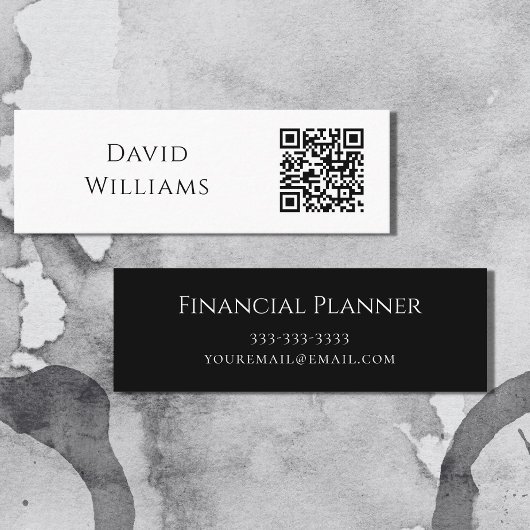 QRコードミニマル白黒 モダン スキニー名刺