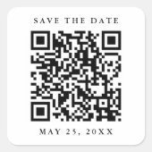 QRコードミニマル結婚式の日付の保存 スクエアシール (正面)