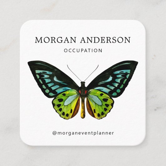 QRコードミニマル蝶 スクエア名刺 (正面)