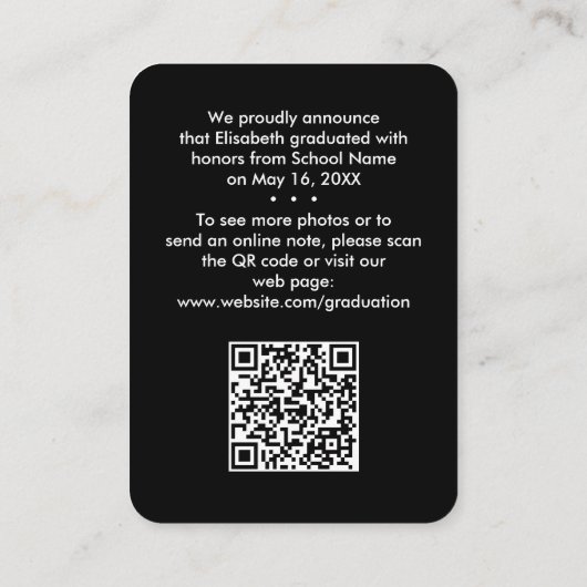 QRコードミニ卒業写真アナウンスメントインサート エンクロージャーカード (裏面)