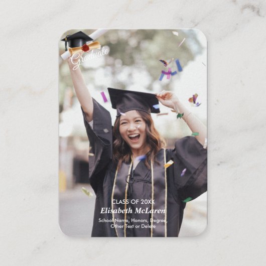 QRコードミニ卒業写真アナウンスメントインサート エンクロージャーカード (正面)