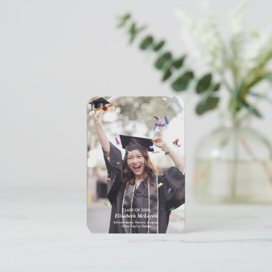 QRコードミニ卒業写真アナウンスメントインサート エンクロージャーカード (スタンド正面)