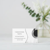 QRコードミュージカル白黒ギターレッスン 名刺 (スタンド正面)