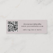 QRコードミュートされたピンクのソーシャルメディア スキニー名刺 (裏面)