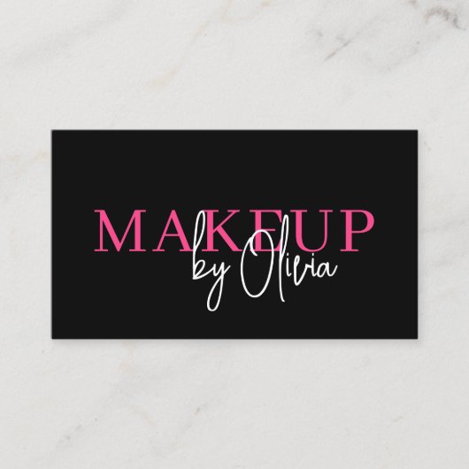 QRコードメイクアップアーティストホットピンクソーシャルメディア 名刺 (正面)