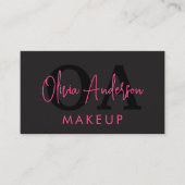 QRコードメイクアップアーティストホットピンクブラックソーシャルメディア 名刺 (正面)