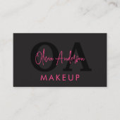 QRコードメイクアップアーティストホットピンクブラックソーシャルメディア 名刺 (正面)