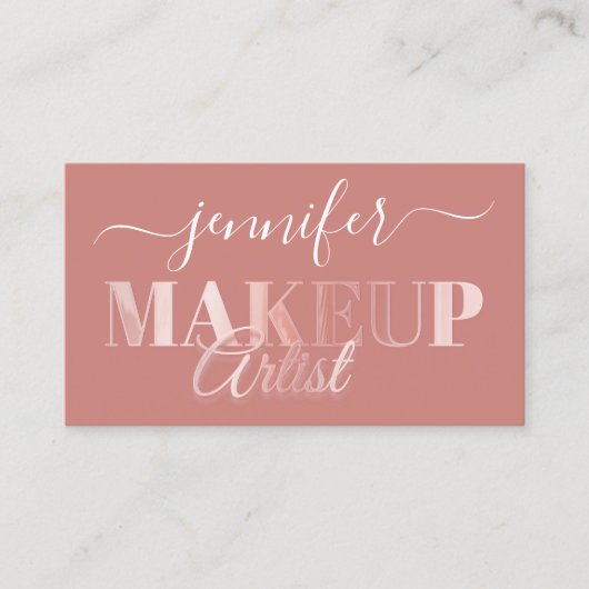 QRコードメイクアップアーティスト金ゴールド紙吹雪バラ粉末 名刺 (正面)