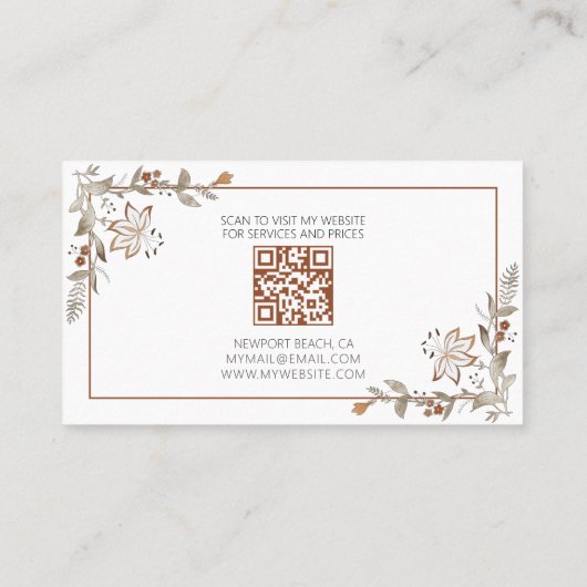 QRコードメイドハウスキーピングプロフェッショナルネズミフローラ 名刺 (裏面)