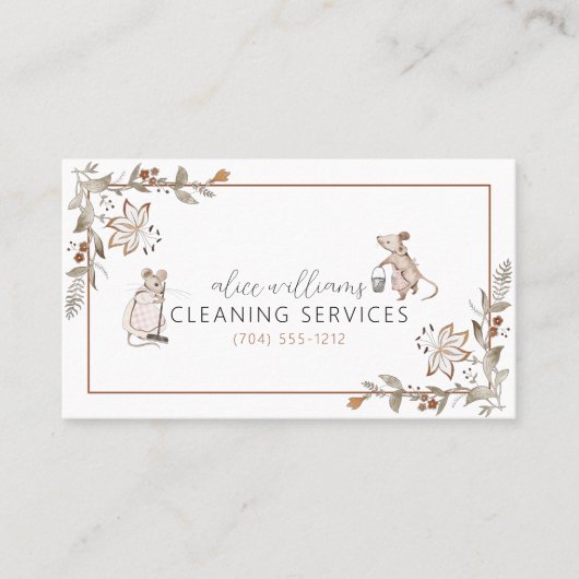 QRコードメイドハウスキーピングプロフェッショナルネズミフローラ 名刺 (正面)