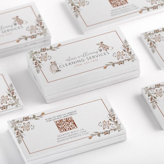 QRコードメイドハウスキーピングプロフェッショナルネズミフローラ 名刺