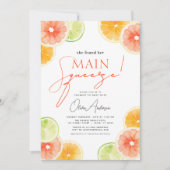 QRコードメインスクイズシトラスブライダルシャワーオレンジ 招待状 (正面)