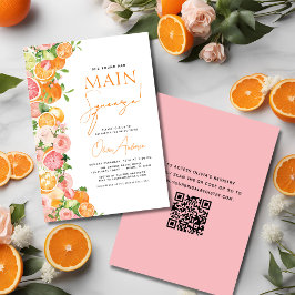 QRコードメインスクイズシトラスブライダルシャワーオレンジ 招待状