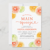 QRコードメインスクイズシトラスブライダルシャワーオレンジ 招待状 (正面)