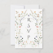 QRコードメドウワイルドフラワー素朴フォト結婚ズ 出欠カード (正面)