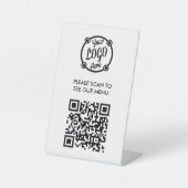 QRコードメニューロゴ非接触レストラモダンン 台座サイン (正面)