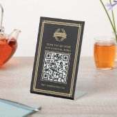 QRコードメニューロゴ非接触型クラシックブラック金ゴールド 台座サイン (インサイチュ)